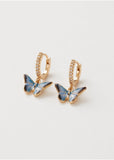 Fable England Blue Butterfly Huggie Earrings