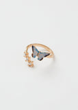 Fable England Blue Butterfly Enamel Ring in Gold