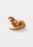 Fable England Otter Enamel Brooch Brown