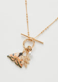 Fable England Moth Enamal Necklace Brown