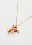 Fable England Vole Forest Mouse Enamel Necklace Brown