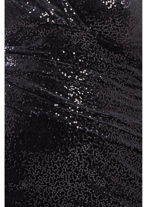 goddiva black sequin dress Goddiva Cowl Neck Sequin Glitter Draped Maxi Dress