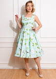 Hearts & Roses Andrea Floral 50's Swing Dress Green
