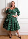 Hearts & Roses Kylie Polkadot 50's Swing Dress Green