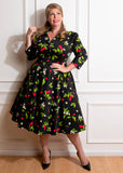 Hearts & Roses Natasha Cherry 50's Swing Dress Black