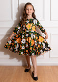 Hearts & Roses Kids Tessa Floral 50's Swing Dress Black