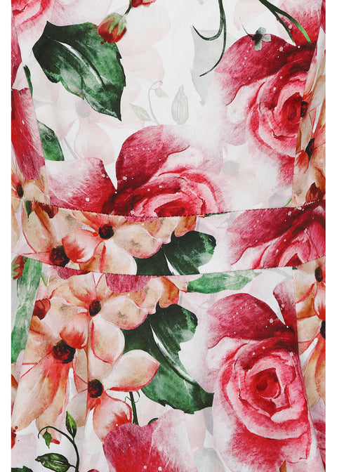 Hearts Roses Gracie Floral Robe Swing Années 50 Blanc Cassé Roze XS