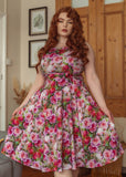 Hearts & Roses Lola Floral 50's Swing Dress Green