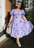 Hearts & Roses Bonnie Floral 50's Swing Dress Blue