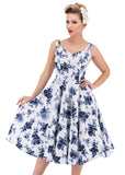 Hearts & Roses Rosanne 50's Swing Dress White Blue