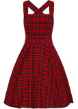 Hell Bunny Irvine Tartan 60's Pinafore Dress Red