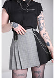 Hell Bunny Mina Tartan 60's Mini Skirt Grey