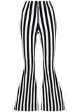 Hell Bunny Gaspar Stripe 70's Flare Trousers Black White