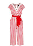 Hell Bunny Ahoy Stripe 40's Jumpsuit Red