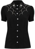 Hell Bunny Arania Spiderweb 50's Blouse Black