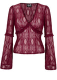 Hell Bunny Rhea Lace 70's Top in Burgundy