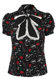 Hell Bunny Lilith Vampire 60's Blouse Black
