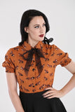 Hell Bunny Vixey Fox 40's Blouse Brown