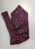 Hunt & Holditch Jaquard Flowers Silk 70's Cravat Purple