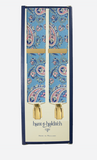 Hunt & Holditch Paisley Antique Golden Clips Braces Blue