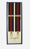 Hunt & Holditch Racer Stripe Antique Golden Clips Braces Black Red