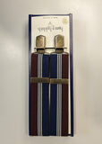 Hunt & Holditch Mod Stripes Antique Golden Clips Braces Burgendy Blue White