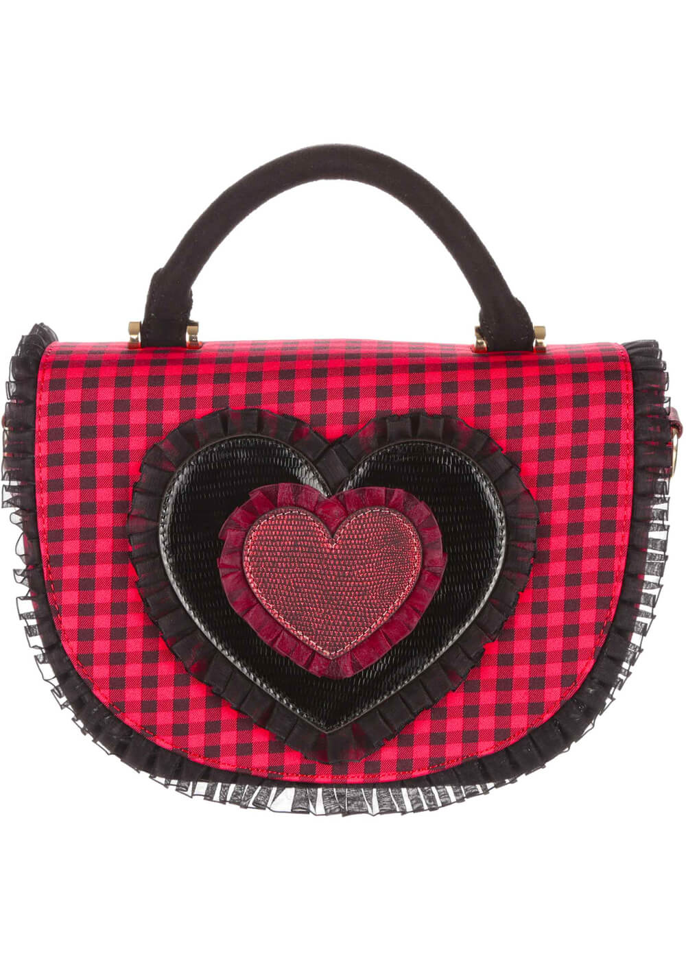 Irregular Choice Easy Breezy Hearts Cinch Bag Black Red –