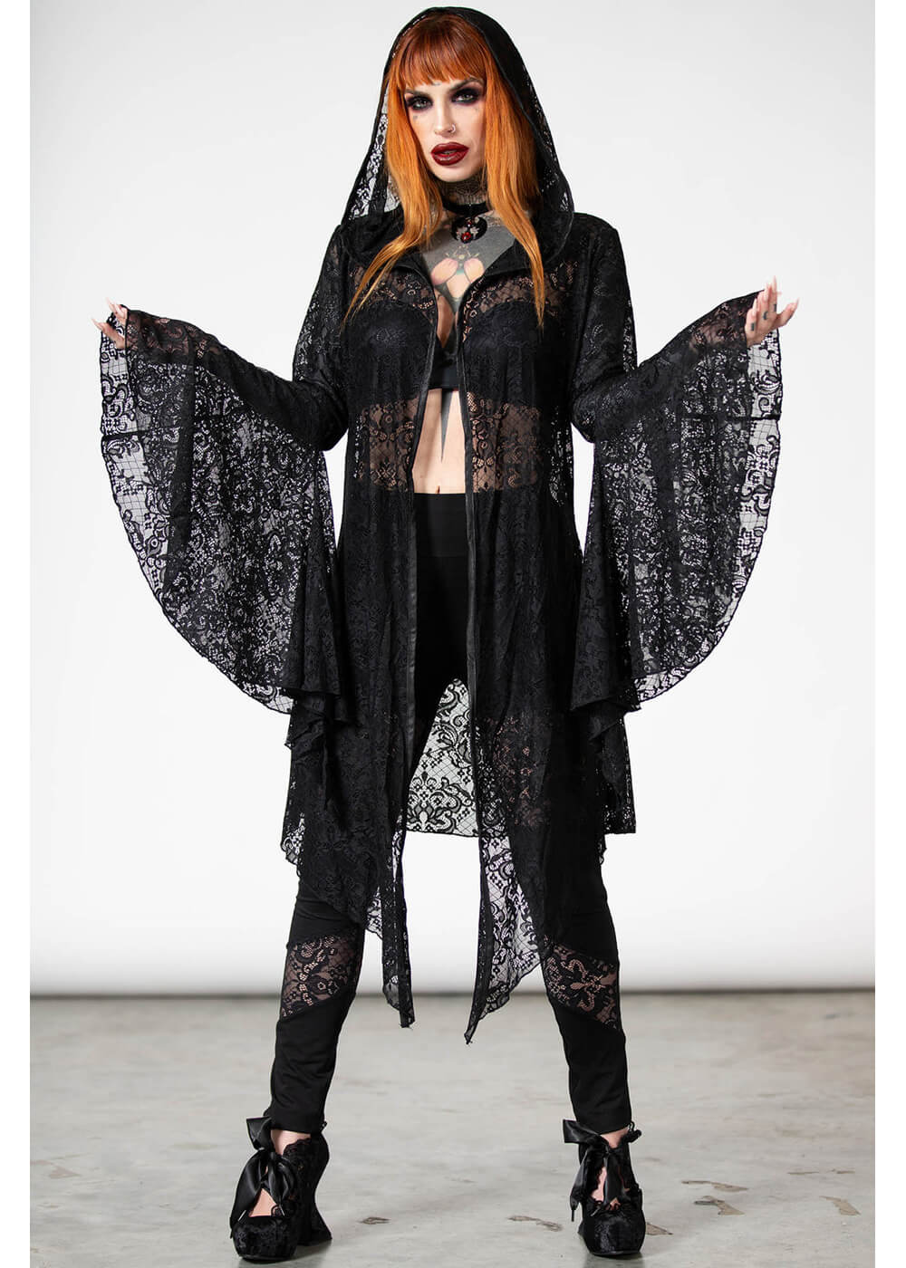 Killstar Veiled Lace Cloak Black –