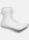 Koi Footwear Heiress Lace Ruffle 50's Socks White
