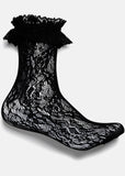 Koi Footwear Heiress Lace Ruffle 50's Socks Black