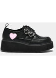Koi Footwear Pothos Heart Platform Creepers Black Pink