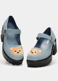 Koi Footwear Bear Denim Mary Janes 60's Pumps Blue