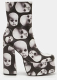 Koi Footwear Dead Silence Doll Heads 80's Platform Boots Black