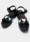 Koi Footwear Romance Rebel Heart Sandals Black