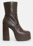 Koi Footwear Chocolate Platform 60's Boots Brown