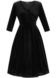 Lady V Lyra Velvet 50's Swing Dress Black