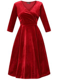 Lady V Lyra Velvet 50's Swing Dress Red