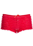 Leg Avenue Rita Lace Ruffle Shorts Red