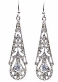 Love Vintage Filigree Crystal 20's Earrings Silver