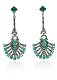 Love Vintage Gatsby Crystal 20's Earrings Green