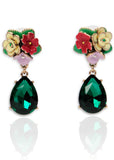 Love Vintage Frida Flower 50's Earrings Green