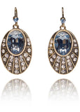 Love Vintage Oval Sapphire Deco Earrings Blue