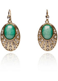 Love Vintage Oval Agate Deco Earrings Green