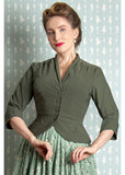 Miss Candyfloss Liza Juniper Bengaline 50's Blazer Olive Green