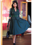 Miss Candyfloss Esmee Gia Tartan 50's Swing Dress Emerald