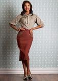Miss Candyfloss Janah Sunrise 40's Pencil Skirt Terracotta