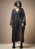 One Hundred Stars Marbelled Long Crepe Kimono Indigo