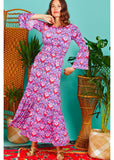 Onjenu Yana Pappillon 70's Maxi Dress Pink
