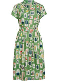 Palava Louise Postcards 40's A-Line Dress Green