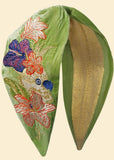 Powder Cockatoo Tropical Bird Velvet 70's Headband Sage
